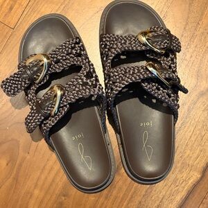Joie Braided Buckle Slide Sandals in Dark Brown sz 8